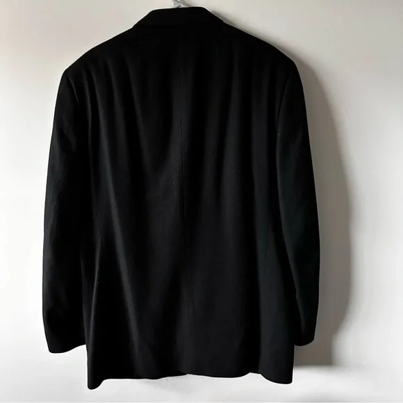 Bill Blass Blazer Men's 44L Black Single Breasted 3 Button 100% Cashmere